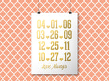 Love Always Custom Dates - Gold Foil Print