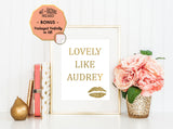 Lovely Like Audrey - Gold Foil Print