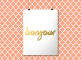Bonjour - Gold Foil Print