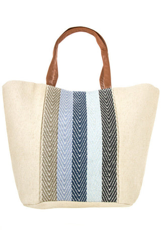 Nautical Lined Large Tote - Ivory