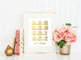 Love Always Custom Dates - Gold Foil Print