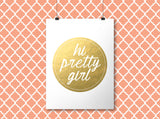 Pretty Girl - Gold Foil Print