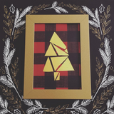Gold Plaid Tree with Gold Frame - Limited Time Only - Holiday - Gold Foil Print