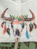 Bull Print Knit Top
