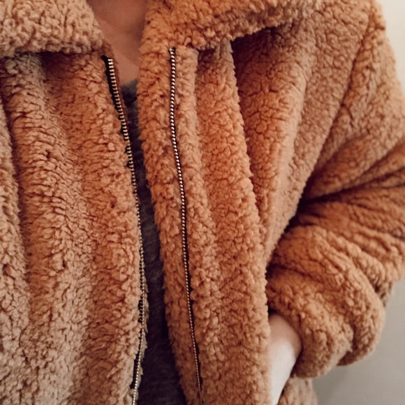Cozy Teddy Coat - CAMEL